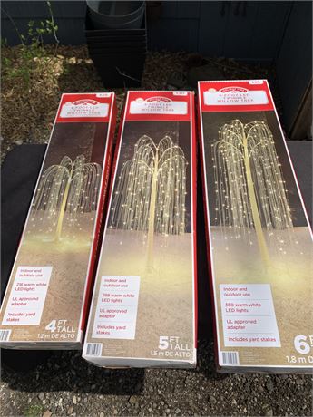 Set Of 3 Twinkle Willow Trees Christmas Clear Light Decorations