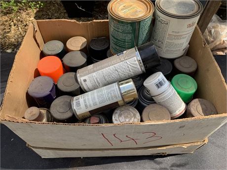Boxed Lot Of Misc Spray Paint And Stain Cans