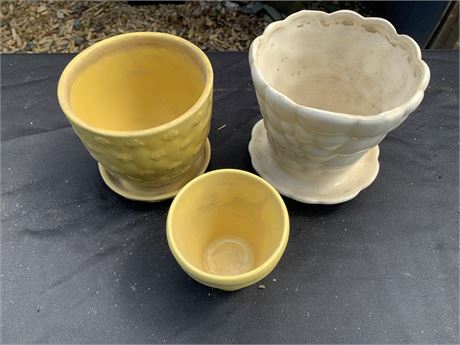 3 Piece Lot Of Ceramic Pots Includes Shawnee Pottery