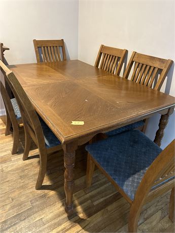 dining room table and six chairs