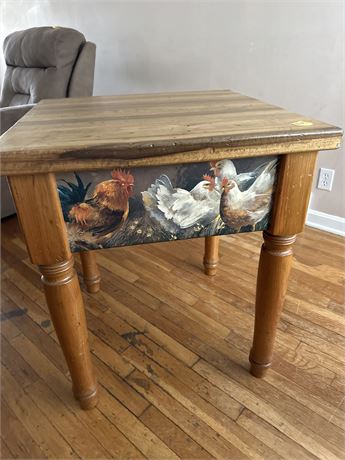 Butcher block chicken kitchen table