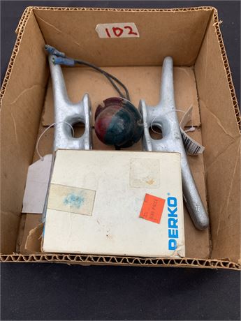 Boxed Lot Of Boat Cleats And Boat Lights