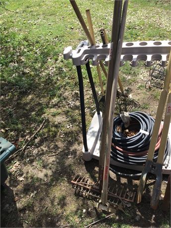Lot Of Yard Tools Including Metal Rakes