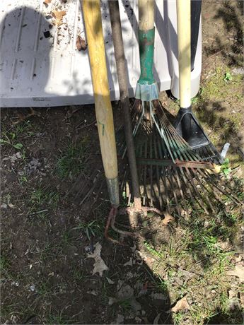 Yard Tool Lot Including Rakes And Weeding Claws