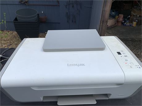 Boxed Lot Of Computer Equipment Includes Lexmark Printer Speakers Keyboard Mouse