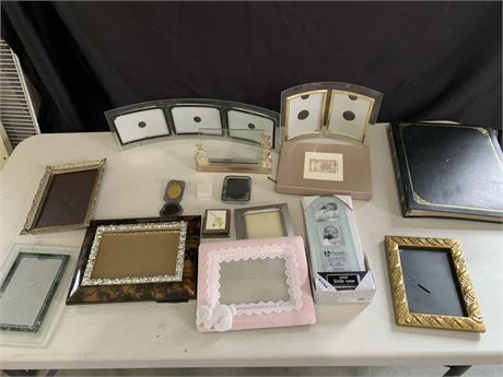 Vintage Picture Frame And Scrap Book Photo Album Lot Various Sizes And Styles