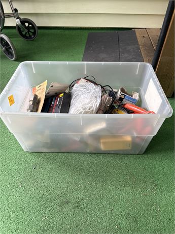 box of hardware and tools