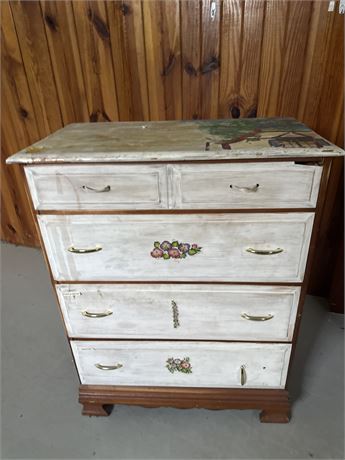 painted four drawer, chest of drawers