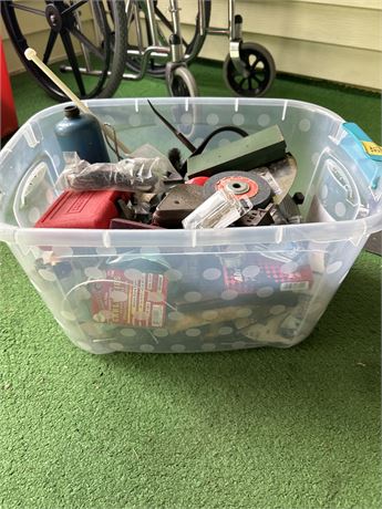 box full of hardware, and tools