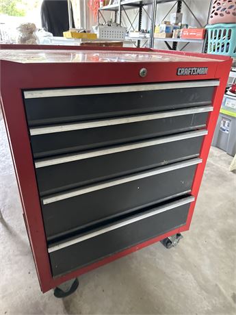 large five drawer craftsman toolbox on wheels