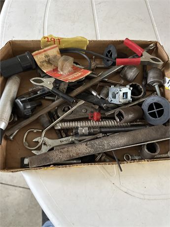 box, miscellaneous tools, and hardware