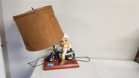 Vintage Decorative Kid On Motorcycle lamp