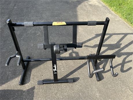 fender, trumpet and saxophone stand