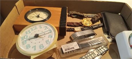 Lot Of Vintage Clocks & Watches & Miscellaneous Items