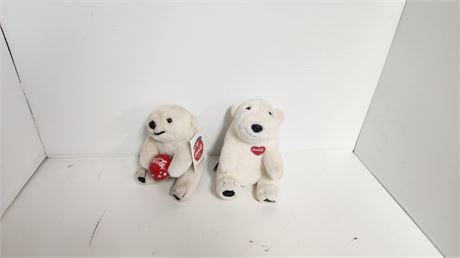 2 Small Coca-Cola Plush Bears