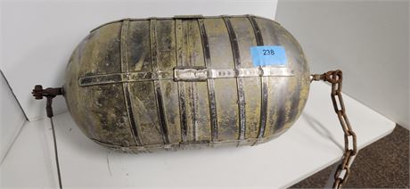 Vintage Military Aircraft Oxygen Tank With Heavy Chain