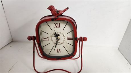 Unique Metal Clock With Bird On It.  NOT TESTED