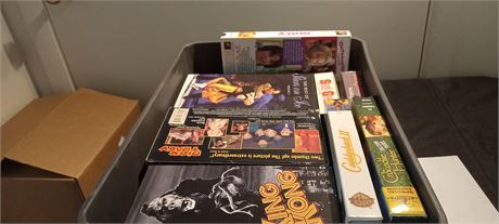 Lot Of VHS Tapes & Unique Storage Basket