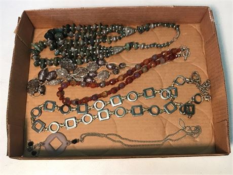Flat of Costume Jewelry Necklaces