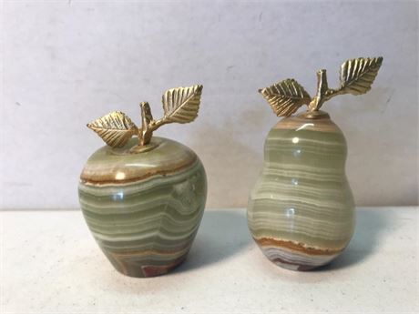 Carved Stone Apple & Pear