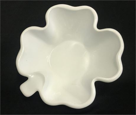 Unmarked Milk Glass Shamrock Dish