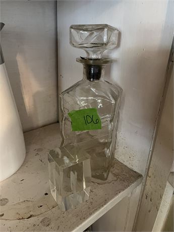 Glass Liquor Container and Paper Weight