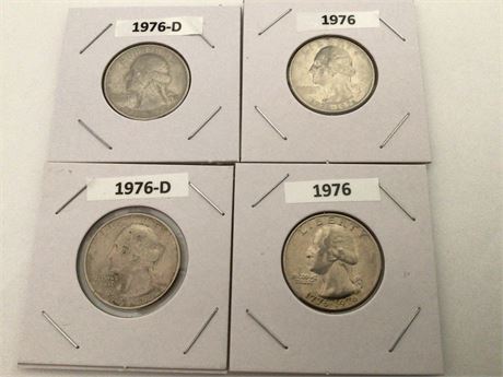 2- 1976 & 2- 1976 D Bicentennial Quarters