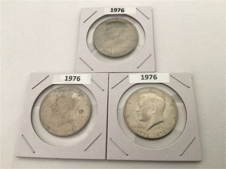 3 - 1976 Bicentennial 1/2 Dollar Coins