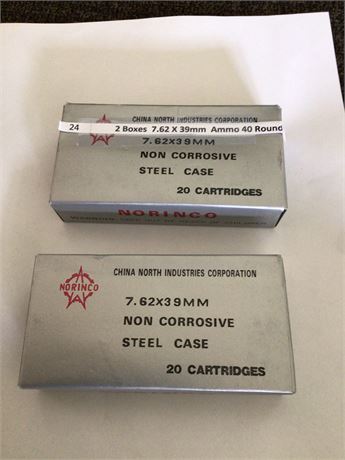 2 Boxes 7.62 x 39mm Ammo 40 rounds