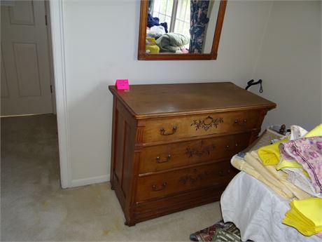 Spoon Carved Dresser and Mirror
