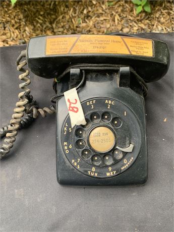 Vintage Rotary Telephone With Funeral Home Advertising