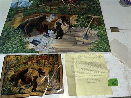 Mother Black Bear with Cubs Art