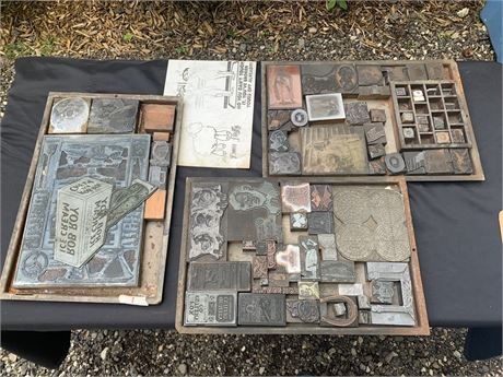 Vintage Metal Lithograph Stamps With Historical Theme Lot