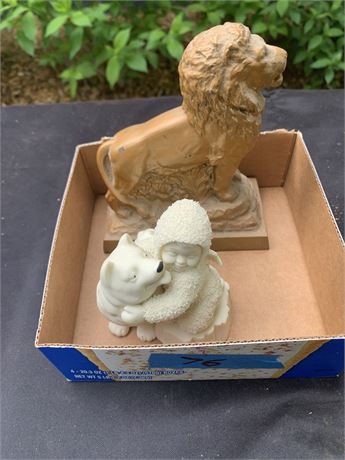 Vintage Lion Bank and Dept 56 Snowbabies Figurine Lot