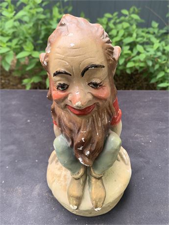 Vintage Chalkware Garden Gnome Statue Figurine