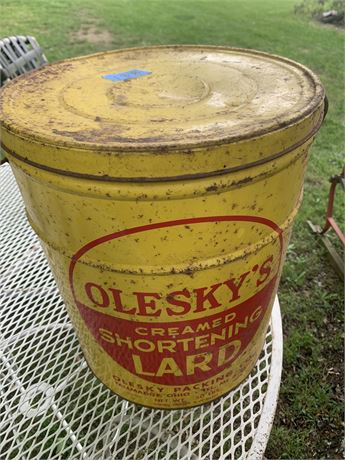 Vintage Metal Advertising Tin Olesky's Creamed Shortening Lard
