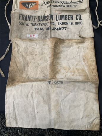 Vintage Carpenters Apron Anderson Window And Bell Telephone Canvas Bag