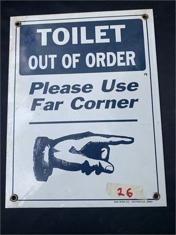Vintage Metal Sign Toilet Out Of Order Funny Sign