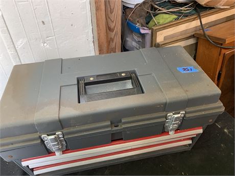 Plastic Tool Box With 3 Metal Drawers