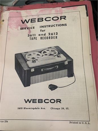 Webcor Royal Cornet Stereophonic Reel To Reel Recorder Player With Manual