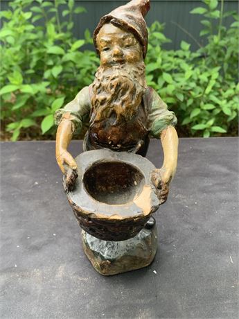 Vintage Chalkware Garden Gnome Statue Figurine