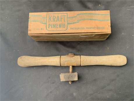 Vintage Kraft Pimento Cheese Wooden Box And Wooden Handle