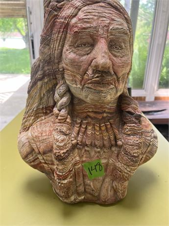 Indian Carved Stone Bust, Very Detailed
