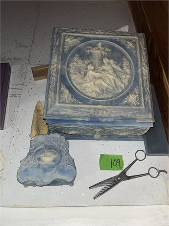 Vintage Incolay Stone Jewelry Boxes