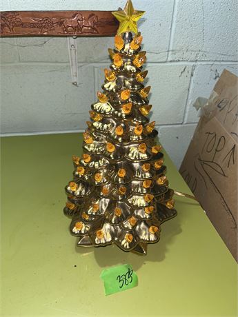 Vintage Lighted Gold Christmas Tree