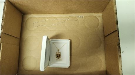 10K Gold Necklace & 10K Gold Angel Charm & Sterling Silver Necklace