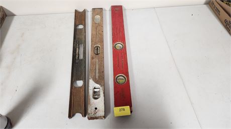 3 Vintage Wood Levels