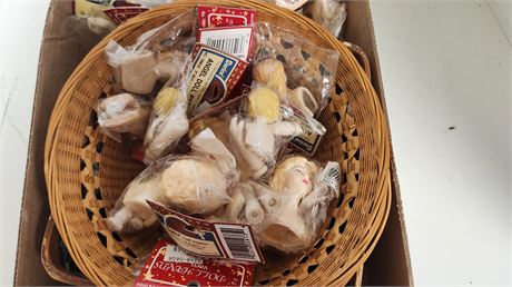 Various Craft Items & Wicker Basket