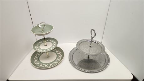 2 Vintage Dessert Platters