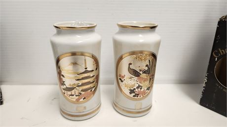 24KT Gold Edged Chokin Vases